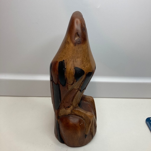 Hand Carved Wood Bald Eagle or Hawk Figurine 8.75” Tall Bird Statue - Picture 4 of 11